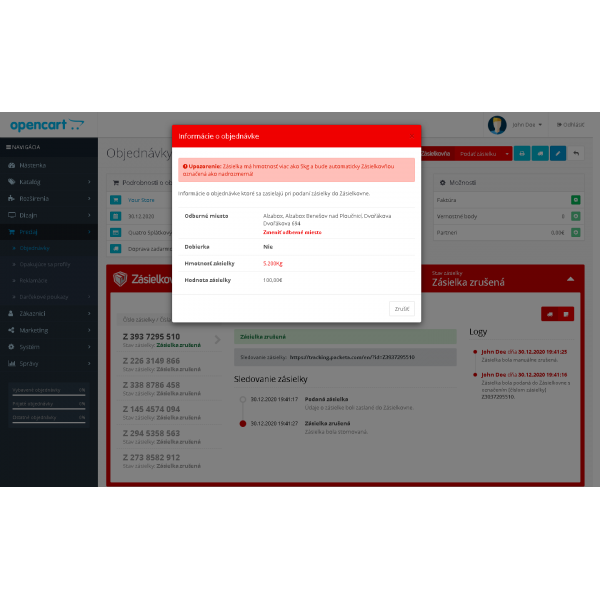 Packeta API 3.x (Zásielkovňa.sk, Zásilkovna.cz)